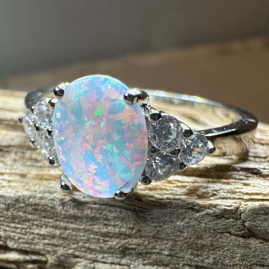 Katerina Opal Celtic Ring in Sterling Silver