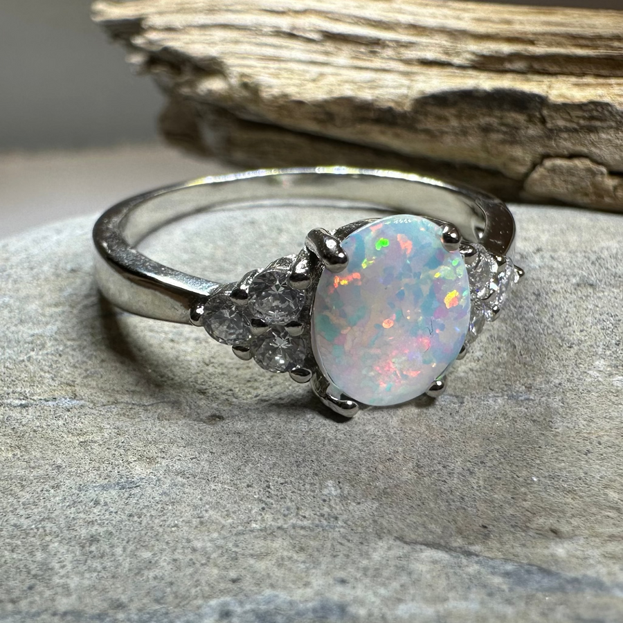 Katerina Opal Celtic Ring in Sterling Silver