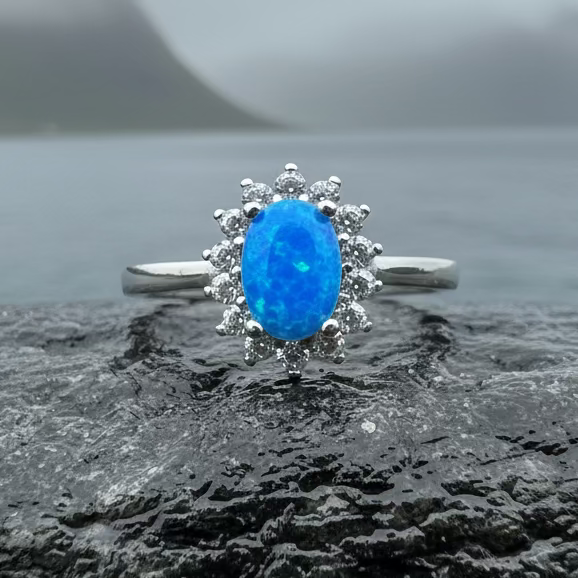 Leanni Opal Celtic Ring in Sterling Silver