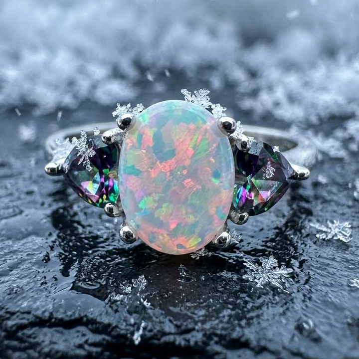 Aubrette Opal Celtic Ring in Sterling Silver — view 5