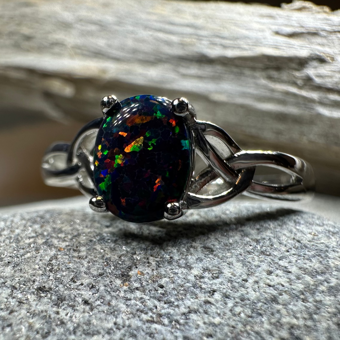 Celtic Magic Celtic Black Opal Ring — view 5