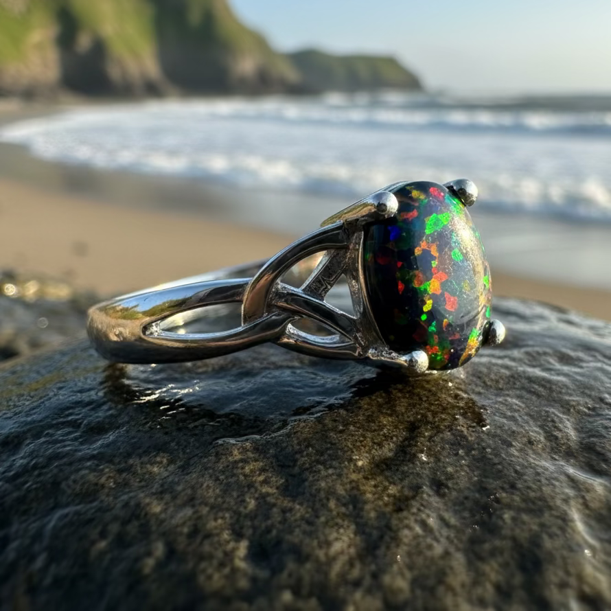 Celtic Magic Celtic Black Opal Ring