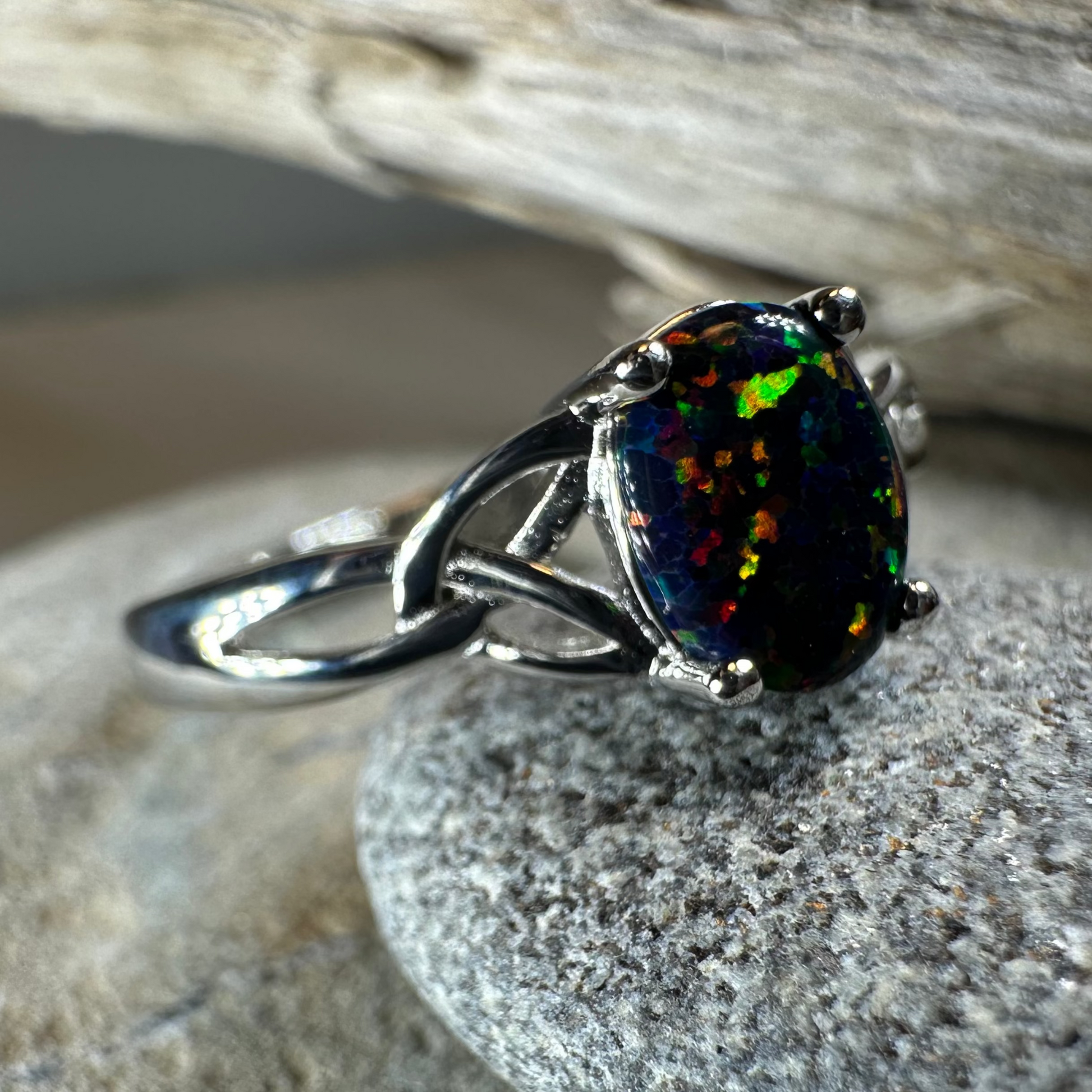 Celtic Magic Celtic Black Opal Ring — view 4