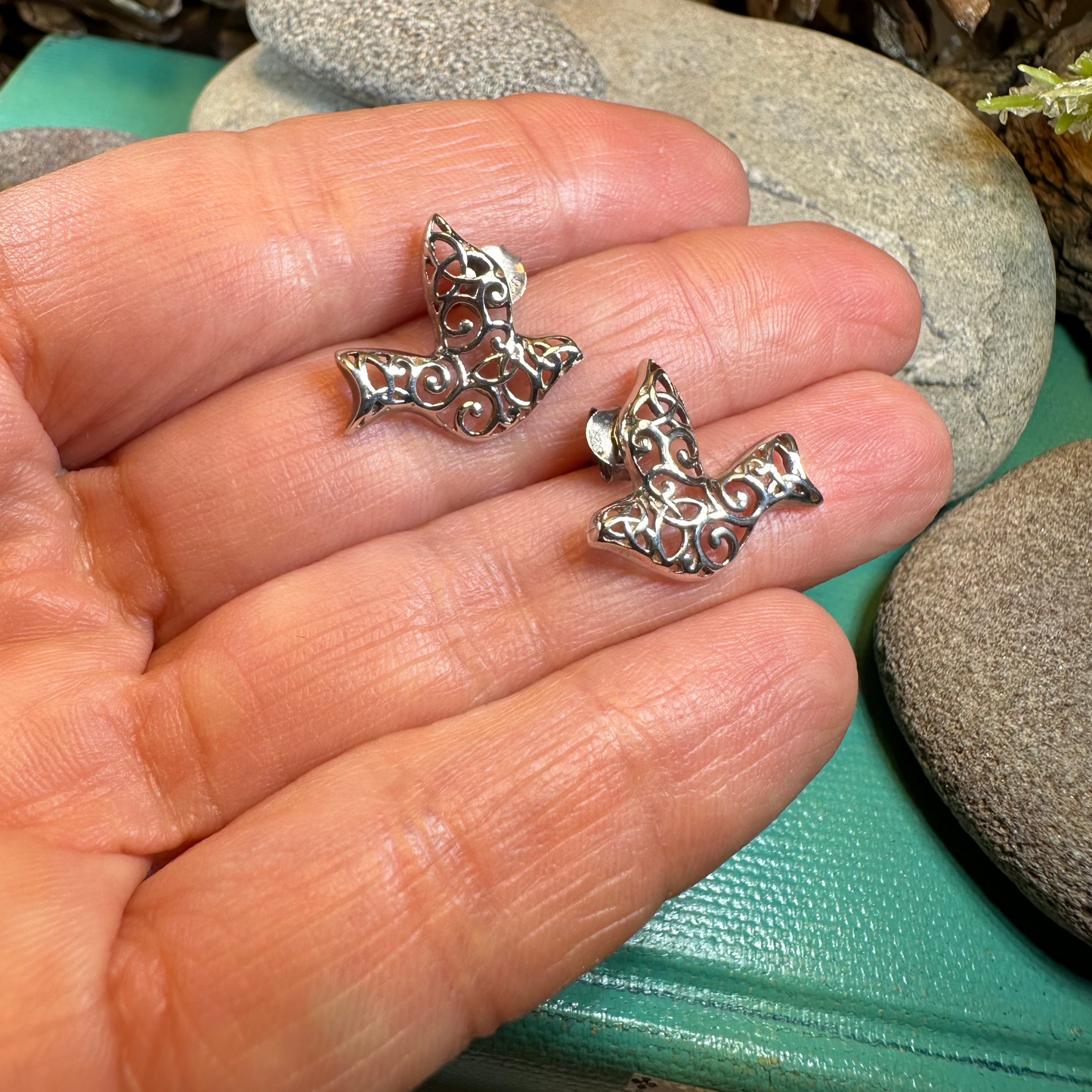 Dove Trinity Knot Earrings — view 3