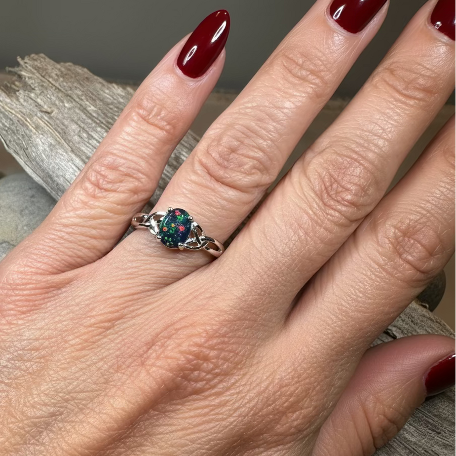 Celtic Magic Celtic Black Opal Ring