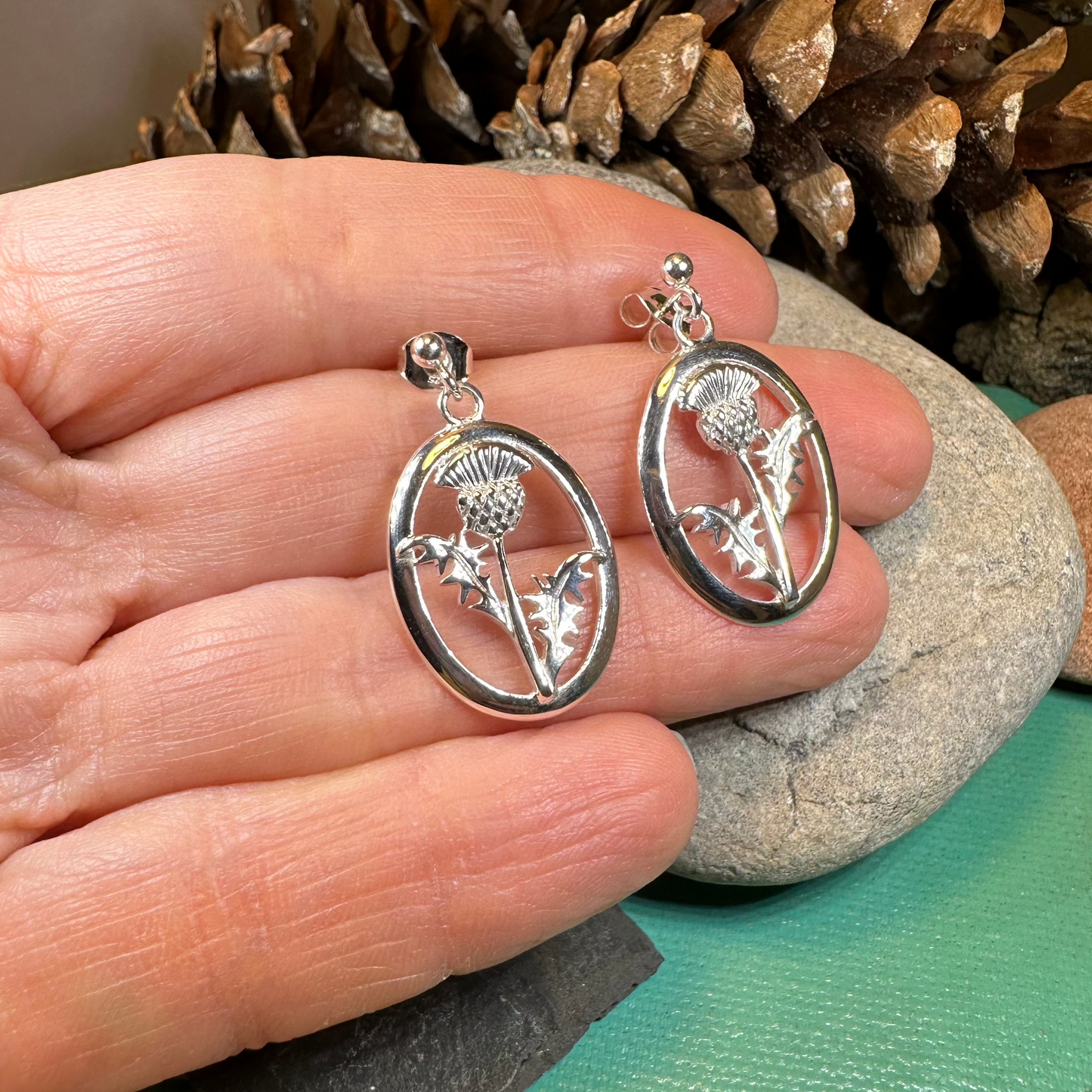 Realistic Scottish Thistle Earrings — view 6