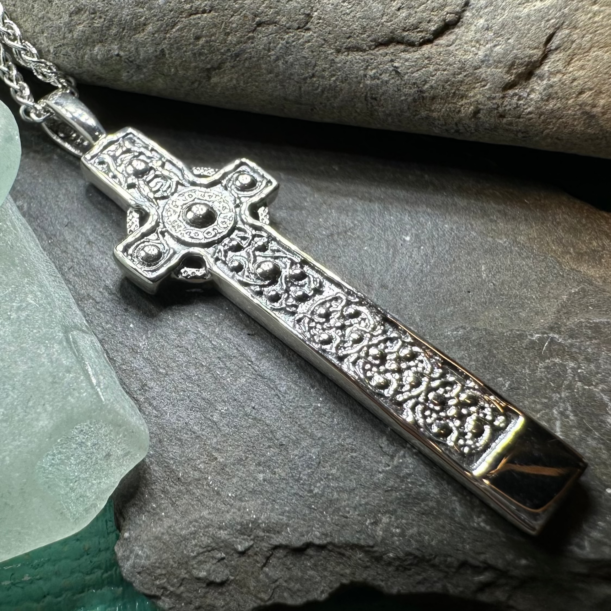 Saint Martin's Celtic Cross Necklace - Handmade in Scotland in silver