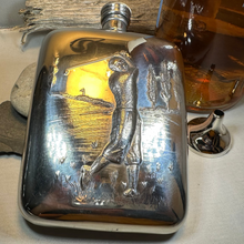 Load image into Gallery viewer, Scottish Golfer Pewter Hip Flask
