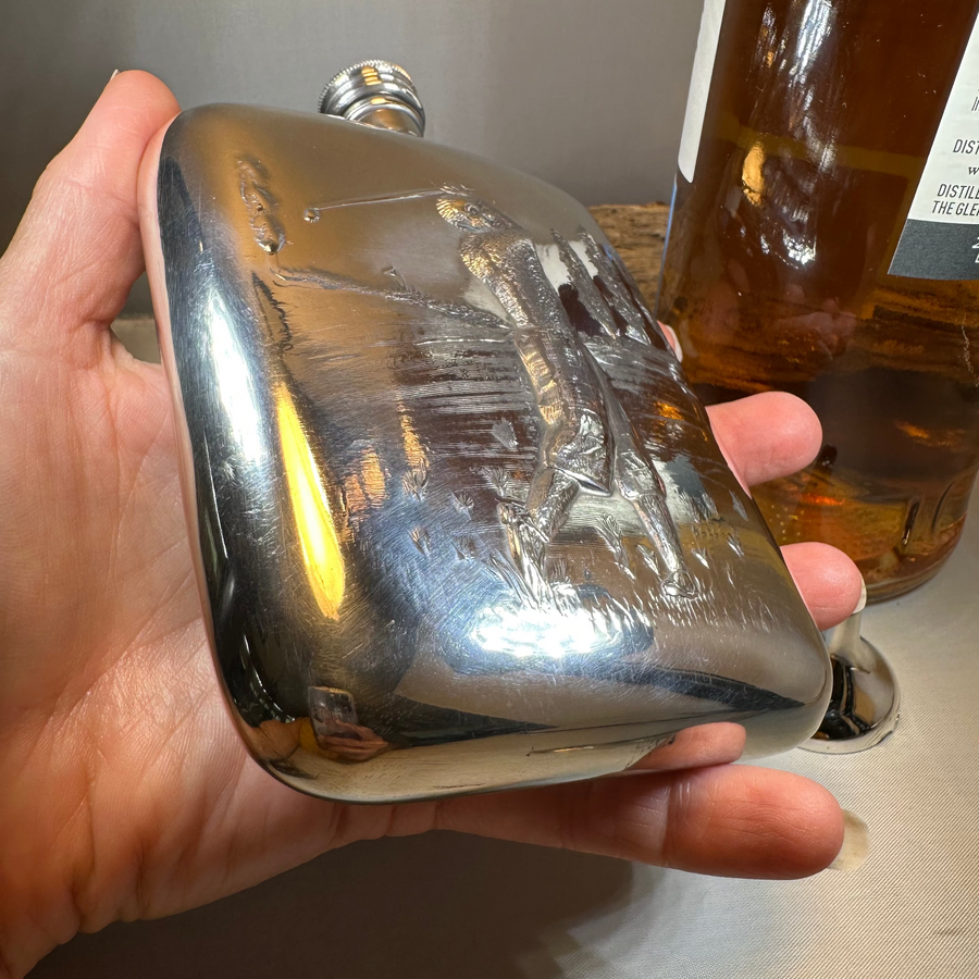 Scottish Golfer Pewter Hip Flask
