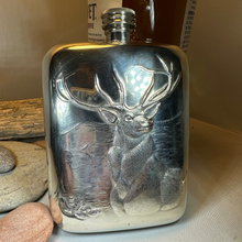 Load image into Gallery viewer, Forest King Stag Pewter Hip Flask
