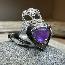 Load image into Gallery viewer, Noble Heart Amethyst Claddagh Ring
