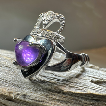Load image into Gallery viewer, Noble Heart Amethyst Claddagh Ring
