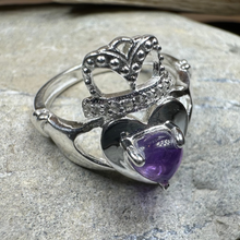 Load image into Gallery viewer, Noble Heart Amethyst Claddagh Ring
