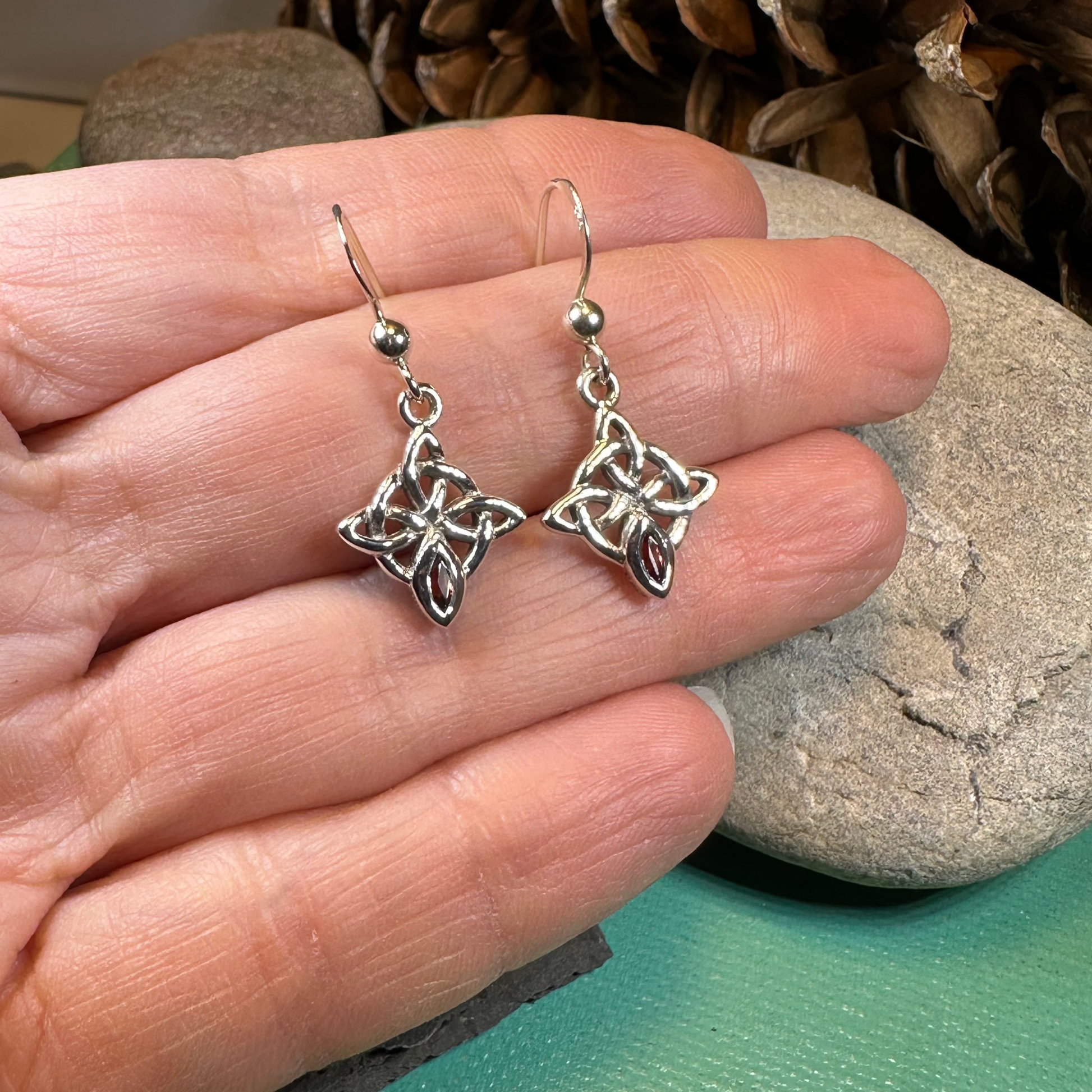 Arynne Celtic Knot Earrings in Sterling Silver — view 5