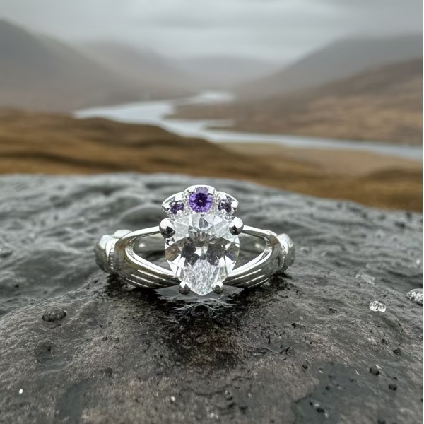 Ardor Irish Claddagh Ring in Sterling Silver — view 10