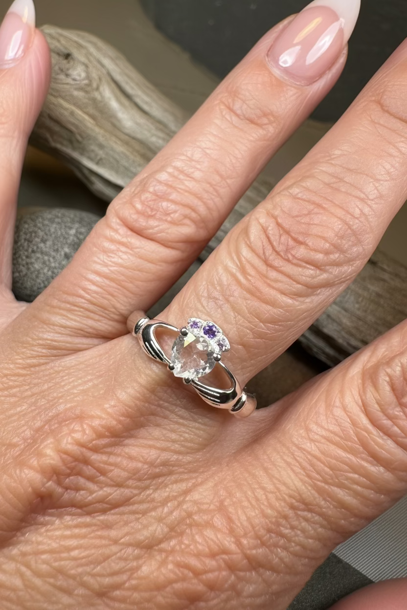 Ardor Irish Claddagh Ring in Sterling Silver — view 7