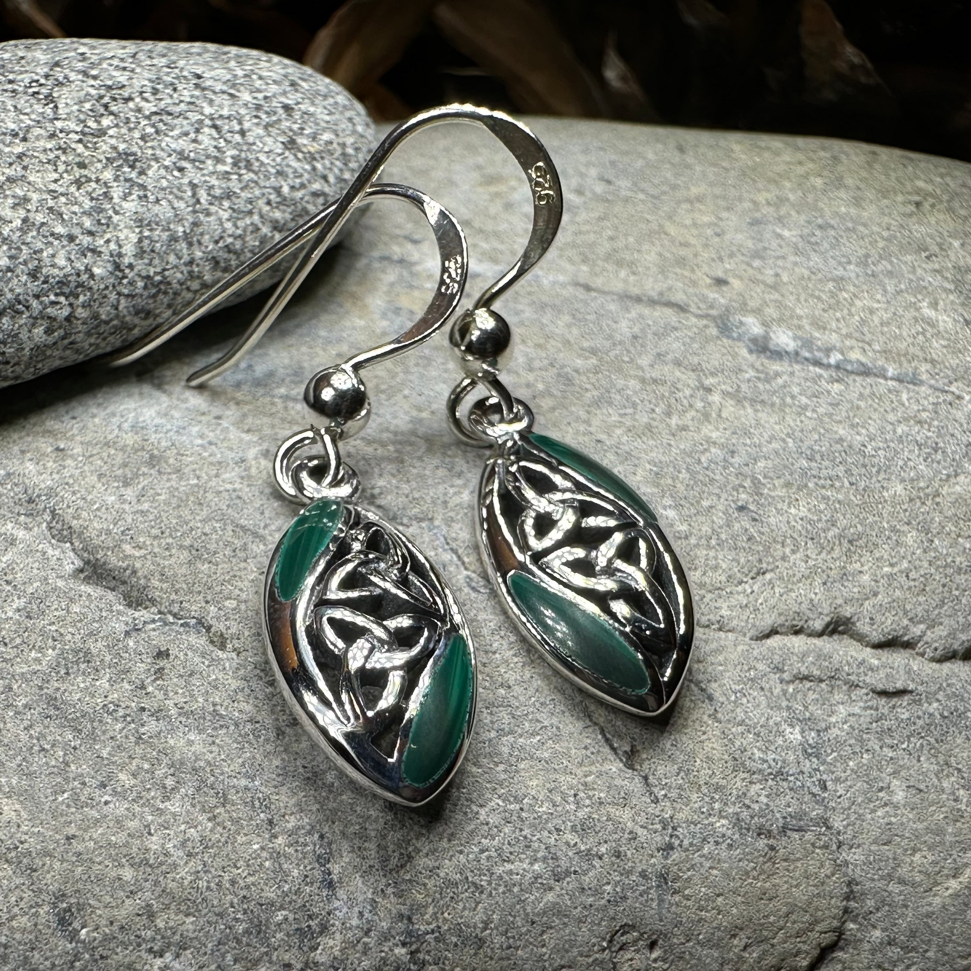 Tara Celtic Trinity Knot Earrings in Sterling Silver — view 6
