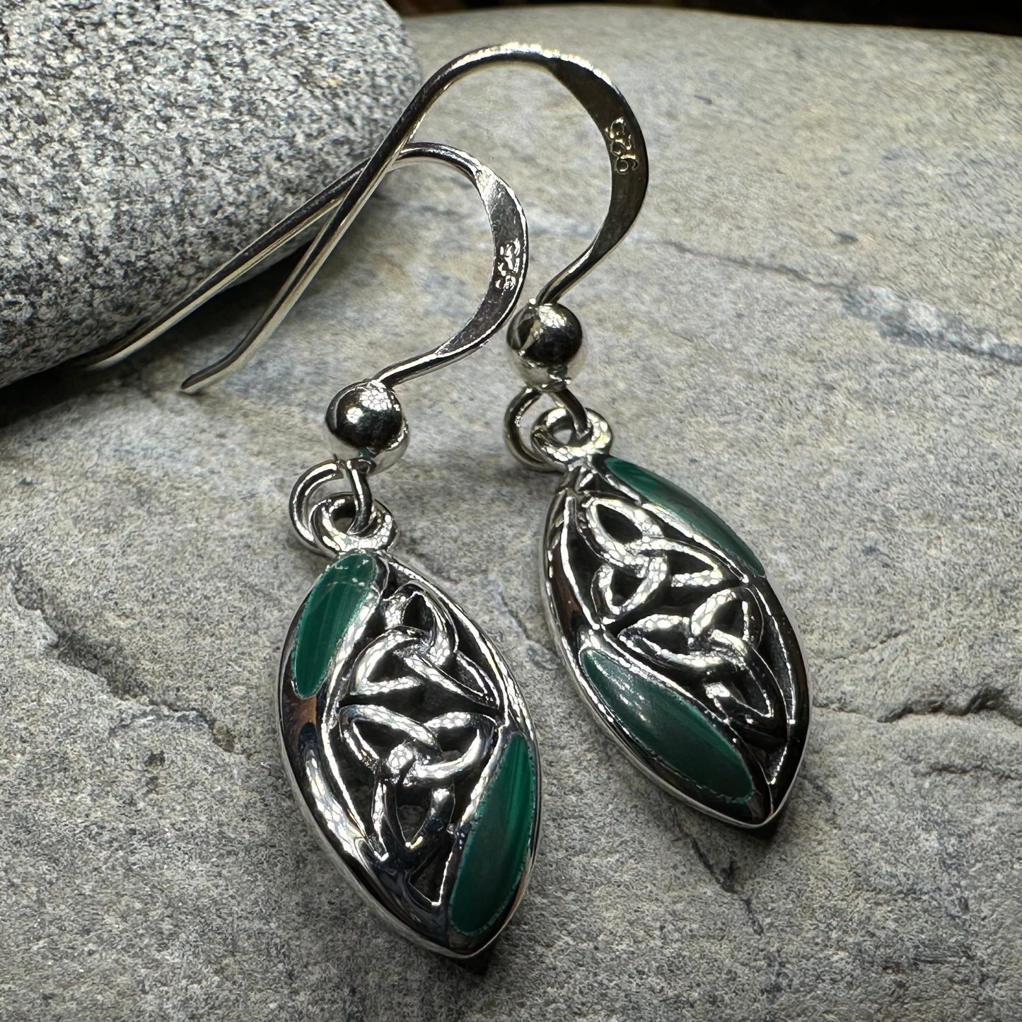 Tara Celtic Trinity Knot Earrings in Sterling Silver — view 3