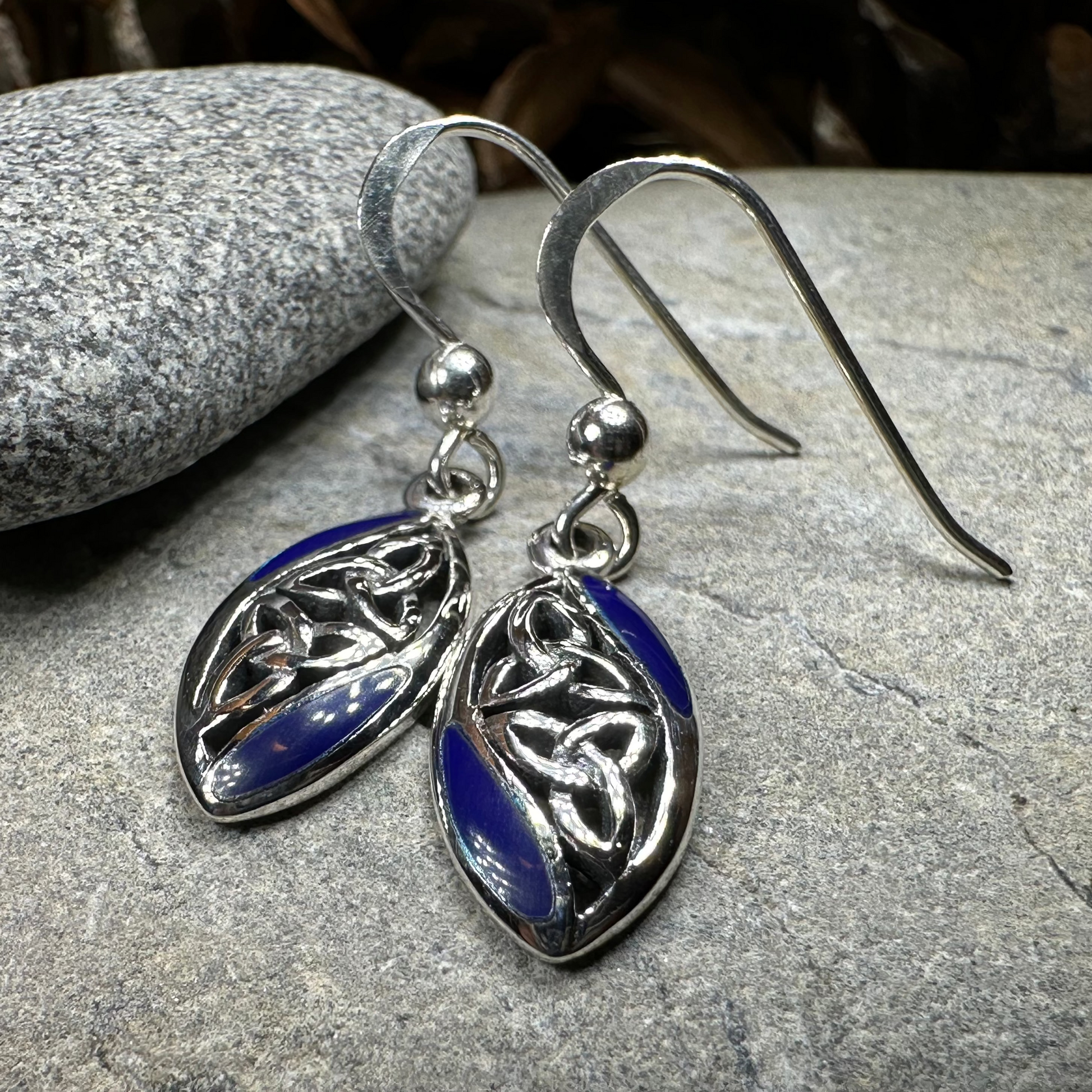 Tara Celtic Trinity Knot Earrings in Sterling Silver — view 5