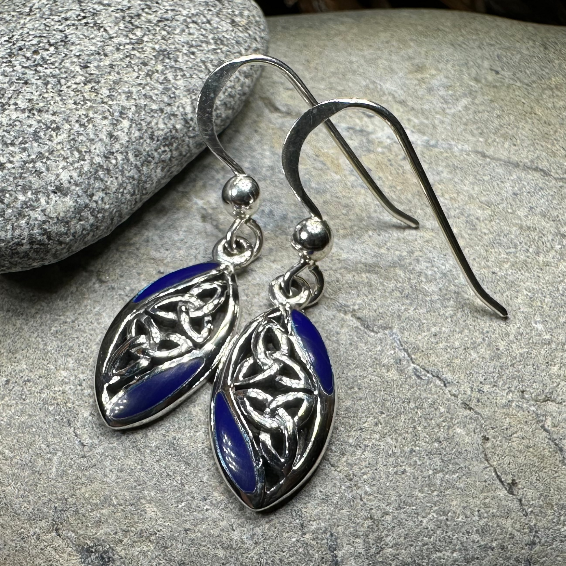 Tara Celtic Trinity Knot Earrings in Sterling Silver — view 2