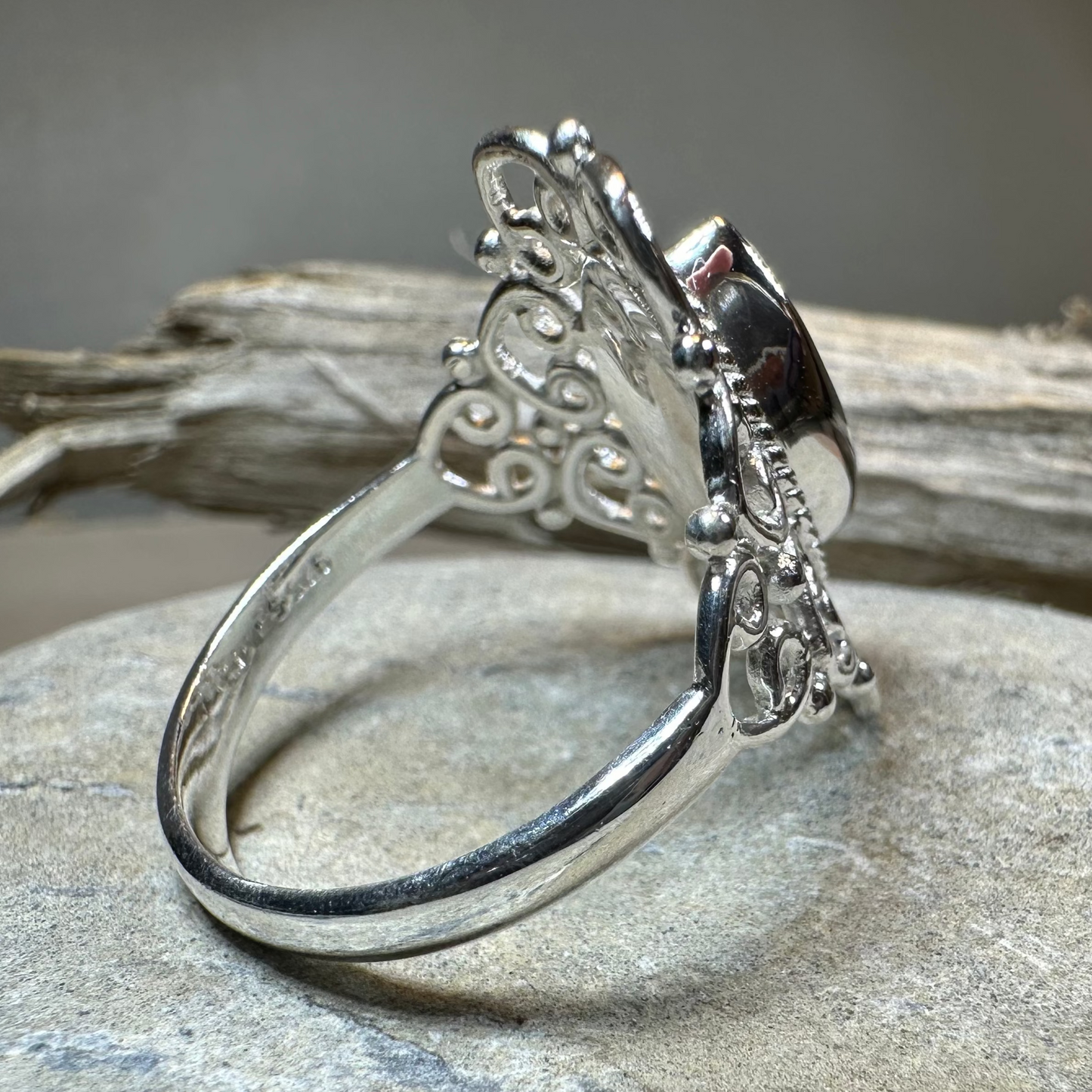 Orenda Celtic Spiral Moonstone Ring in Sterling Silver — view 5