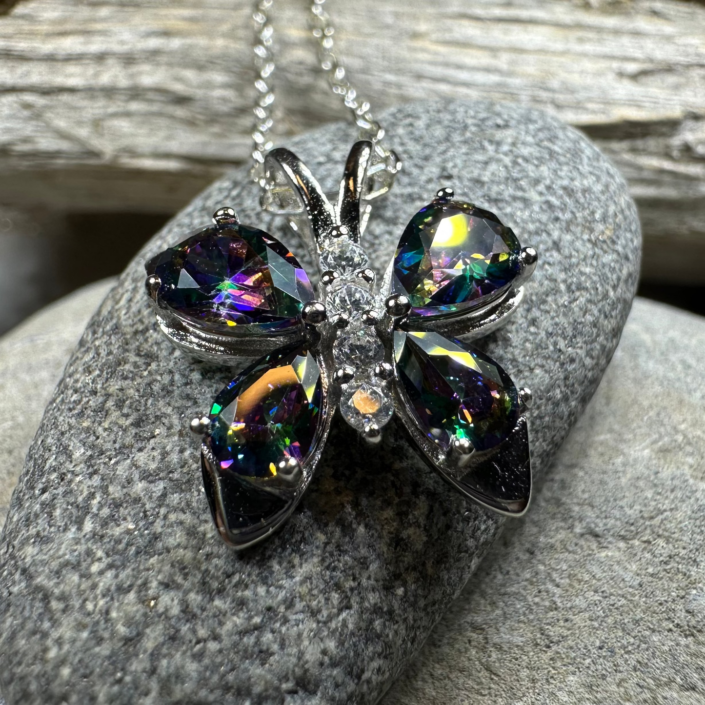 Mystic Topaz Butterfly Necklace