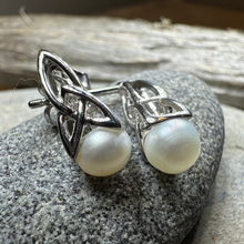 Load image into Gallery viewer, Trinity Knot Pearl Post Earring
