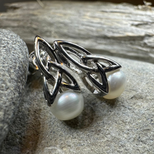 Load image into Gallery viewer, Trinity Knot Pearl Post Earring
