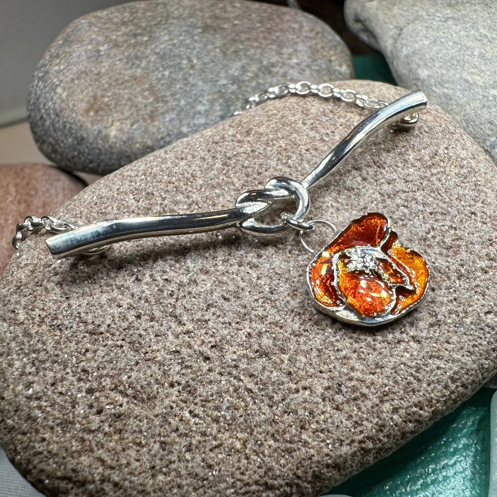 Poppy Flower Necklace - Made in Scotland in sterling silver