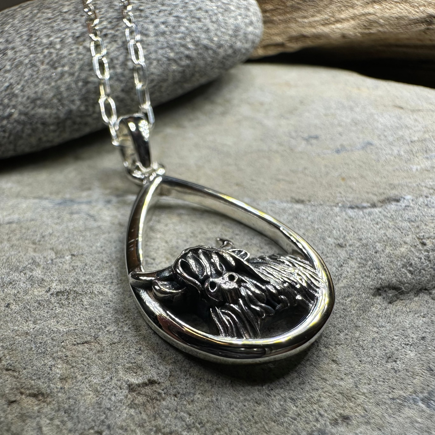 Little Hamish Highland Cow Necklace in Sterling Silver
