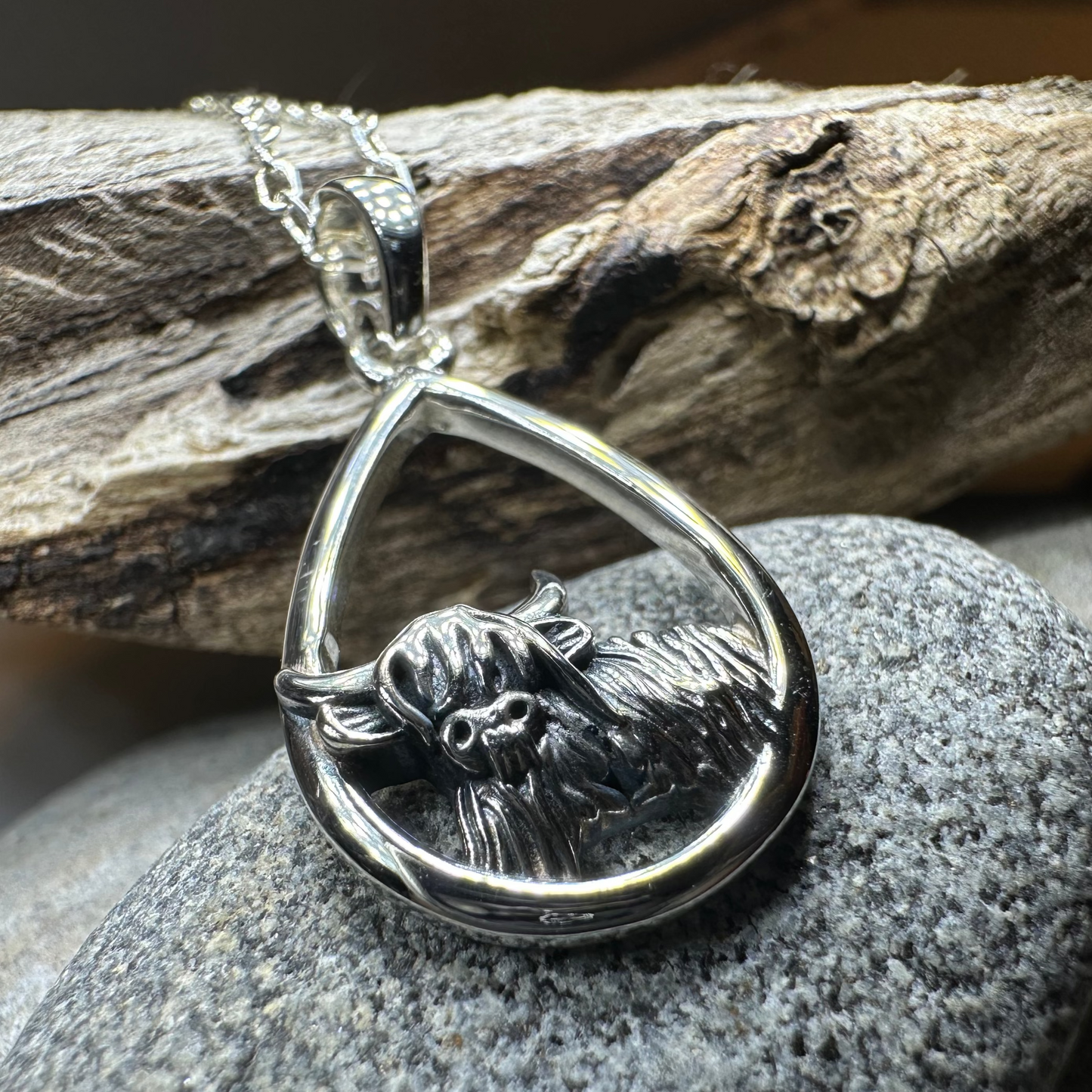 Little Hamish Highland Cow Necklace in Sterling Silver