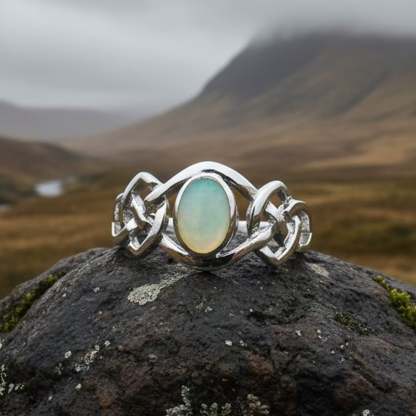 Mina Celtic Knot Ring with Mother of Pearl — view 7