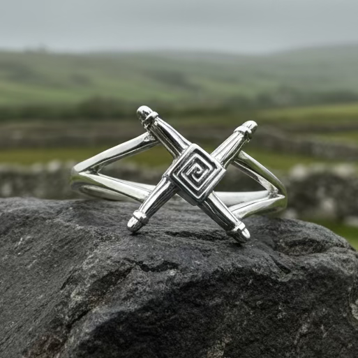 Irish Saint Brigid's Cross Ring in Sterling Silver