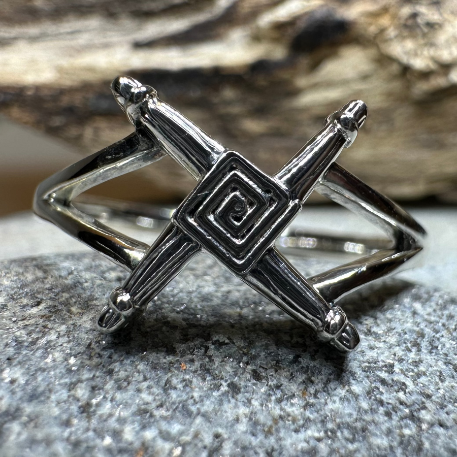 Irish Saint Brigid's Cross Ring in Sterling Silver