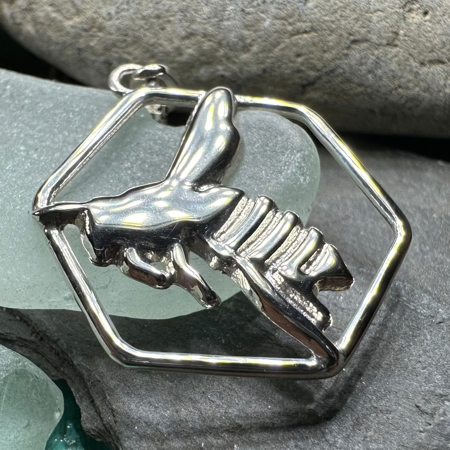 Honeycomb Bee Necklace in sterling silver
