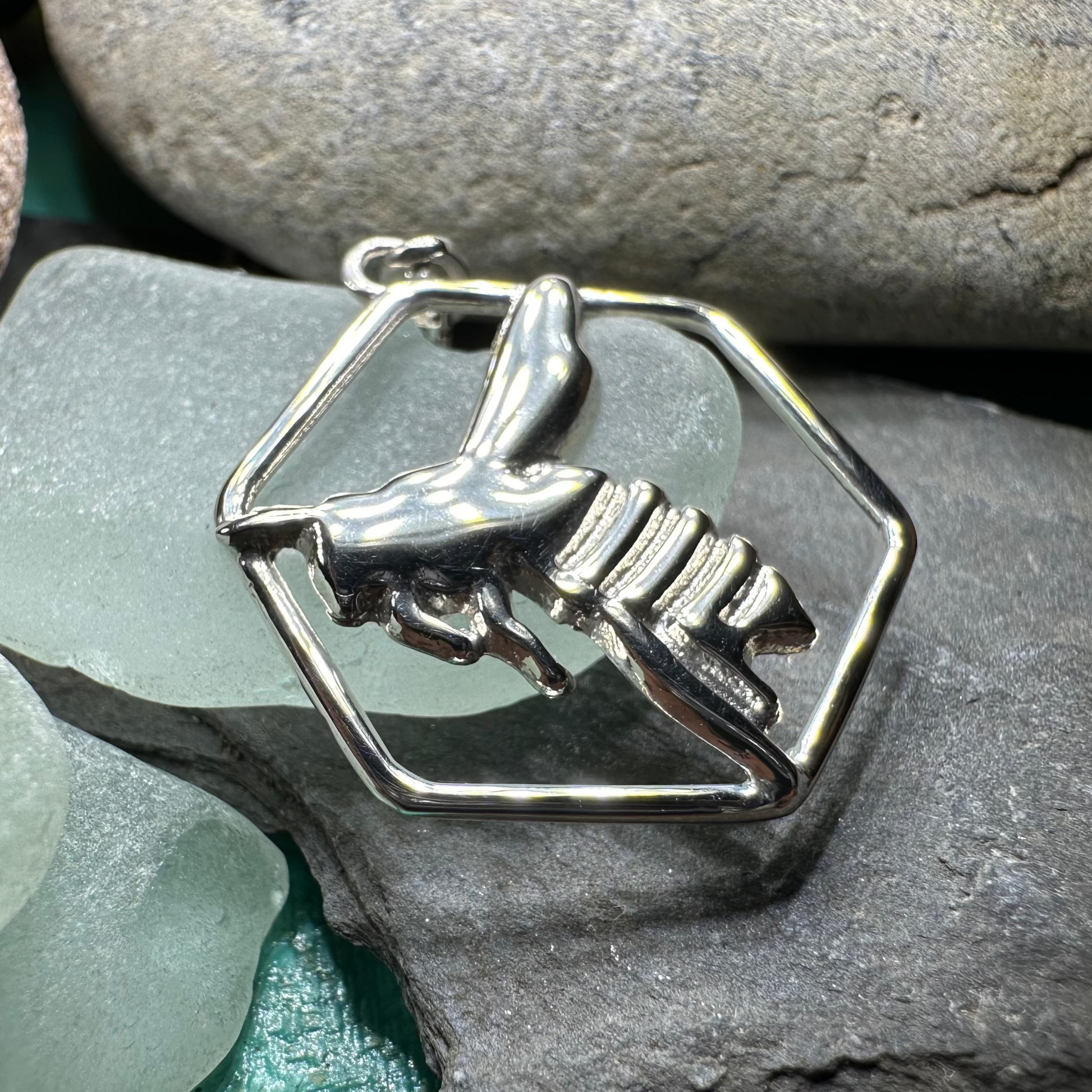 Honeycomb Bee Necklace — view 3