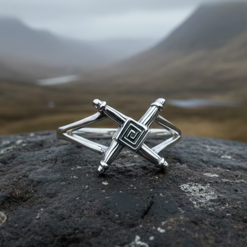 Irish Saint Brigid's Cross Ring in Sterling Silver