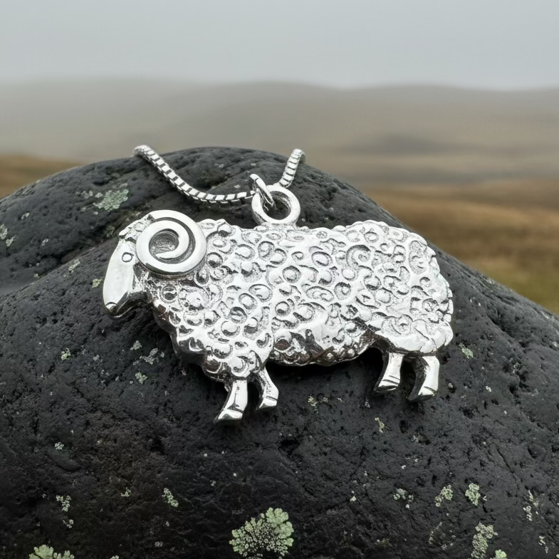 Marigold Sheep Necklace for Women - Handmade in Scotland in silver
