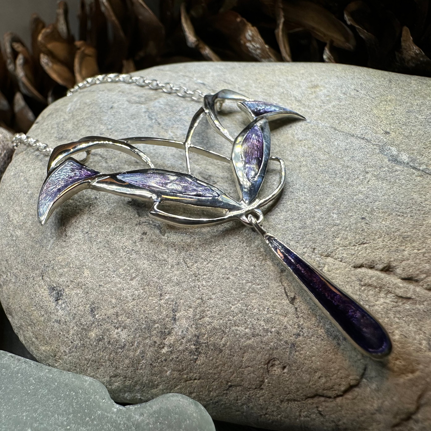 Dusty Purple Mackintosh Art Deco Necklace - Made in Scotland — view 2