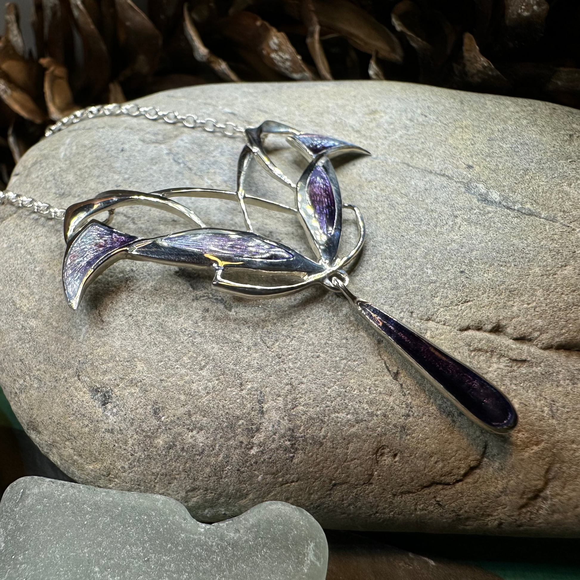 Dusty Purple Mackintosh Art Deco Necklace - Made in Scotland — view 5