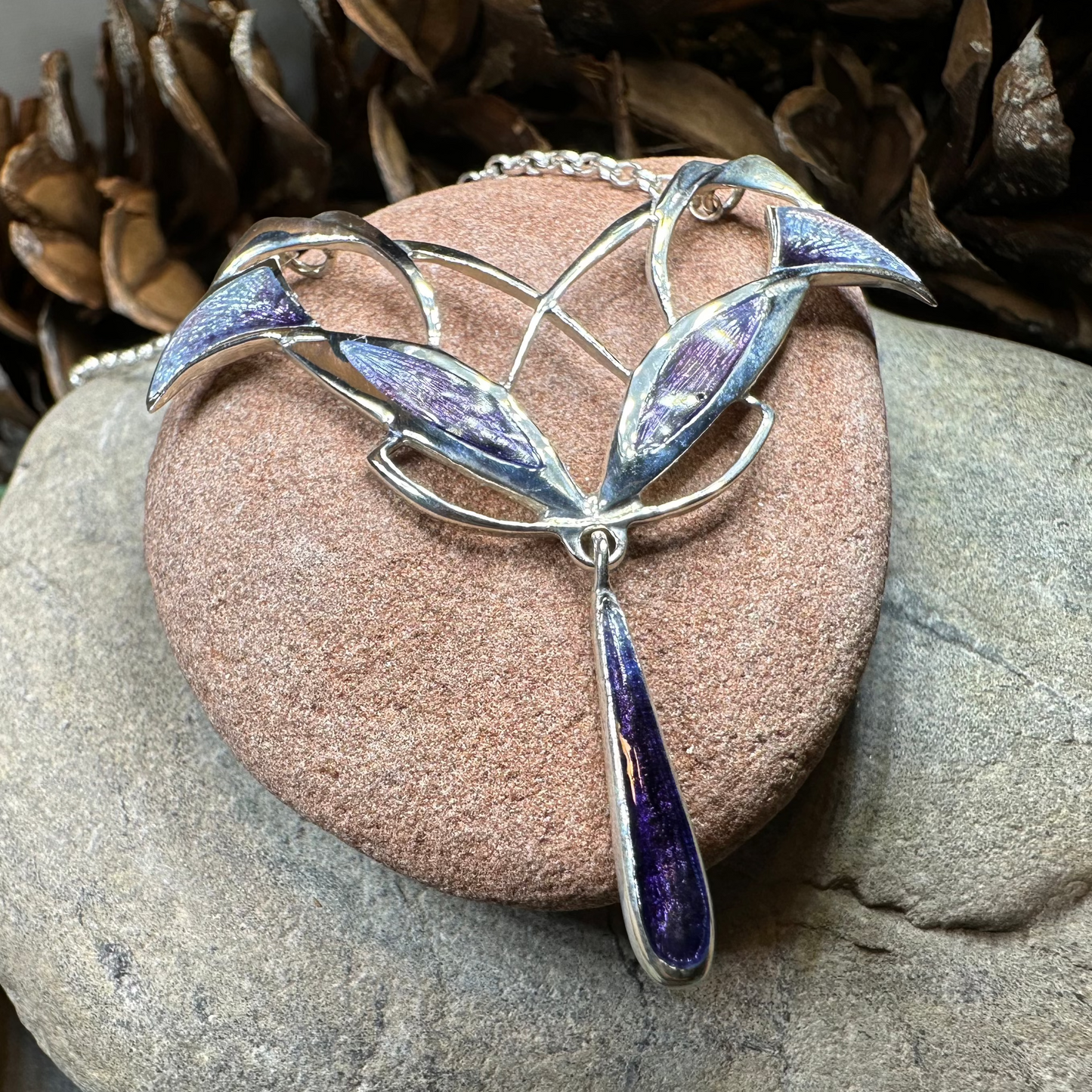 Dusty Purple Mackintosh Art Deco Necklace - Made in Scotland — view 6