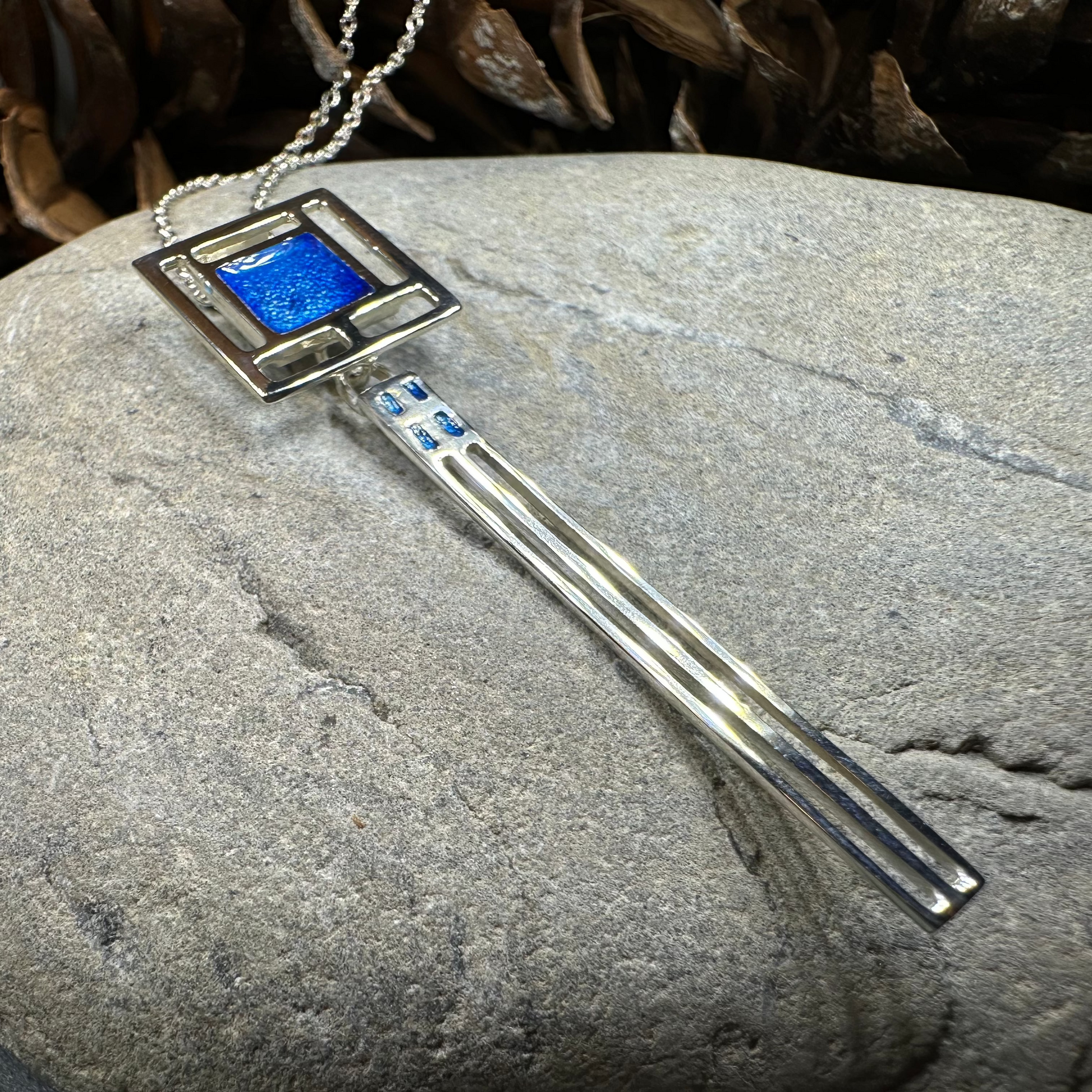 Mackintosh Blue Necklace - Made in Scotland in sterling silver