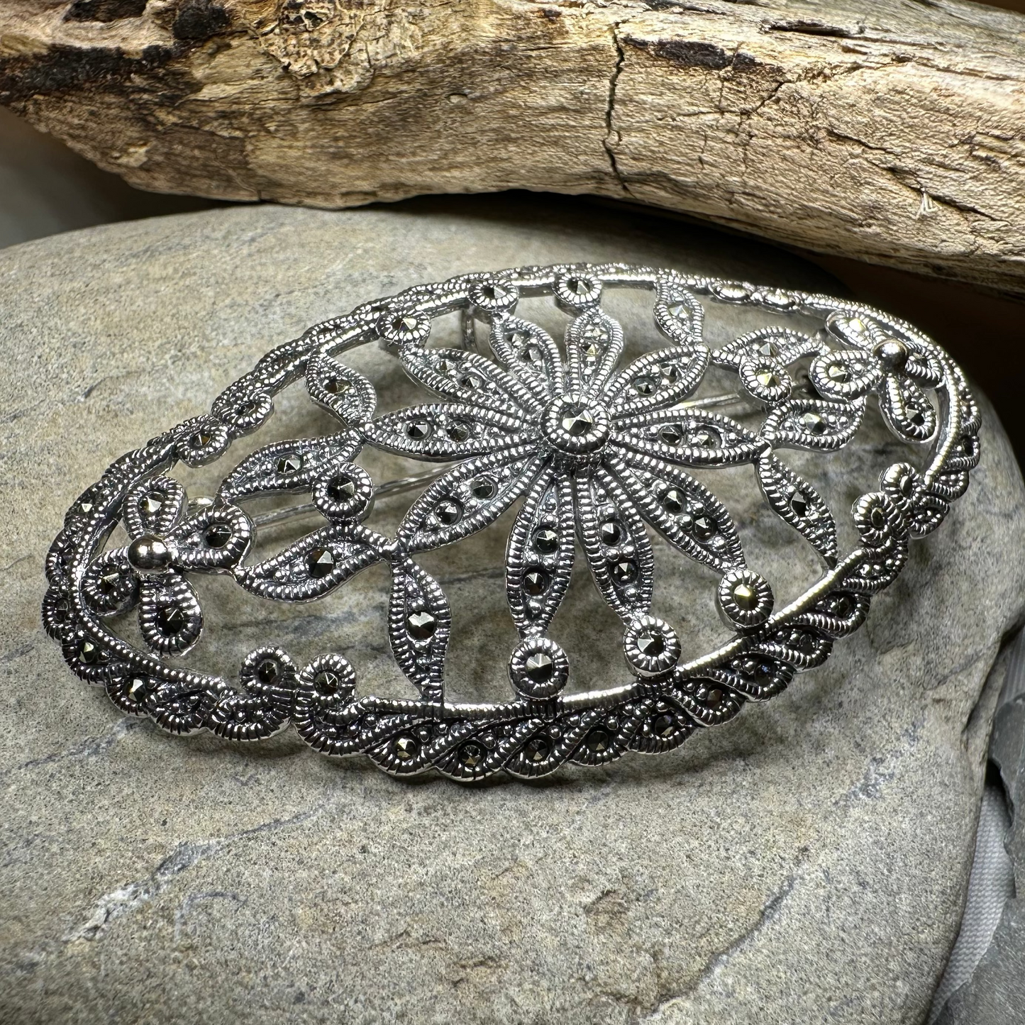 Marcasite Oval Celtic Knot Brooch