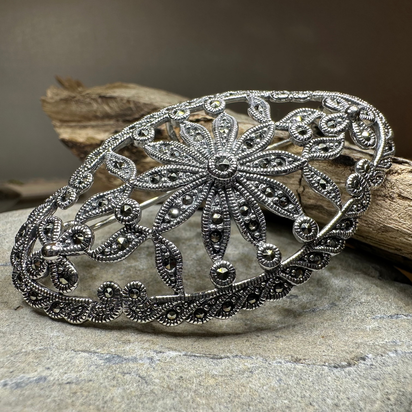 Marcasite Oval Celtic Knot Brooch