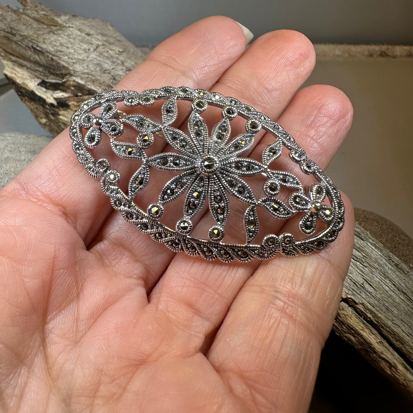 Marcasite Oval Celtic Knot Brooch