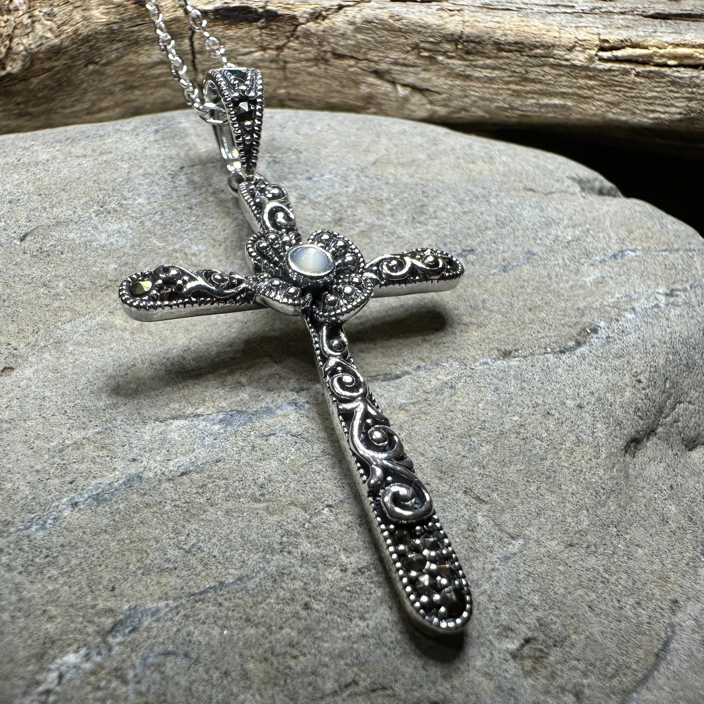Spring Bloom Celtic Cross Necklace — view 10
