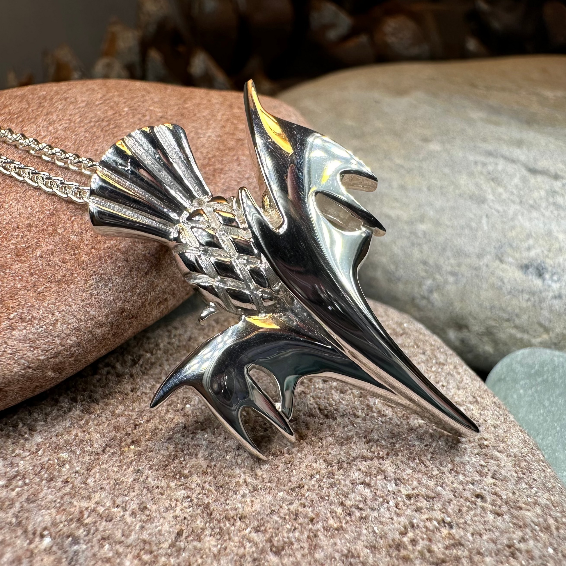 Vyolet Scottish Thistle Necklace in Sterling Silver — view 4
