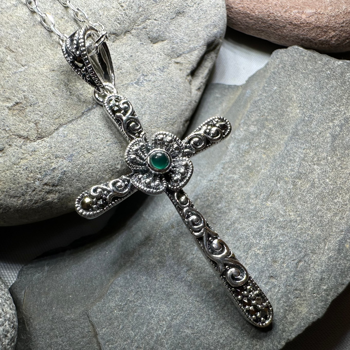 Spring Bloom Celtic Cross Necklace — view 8