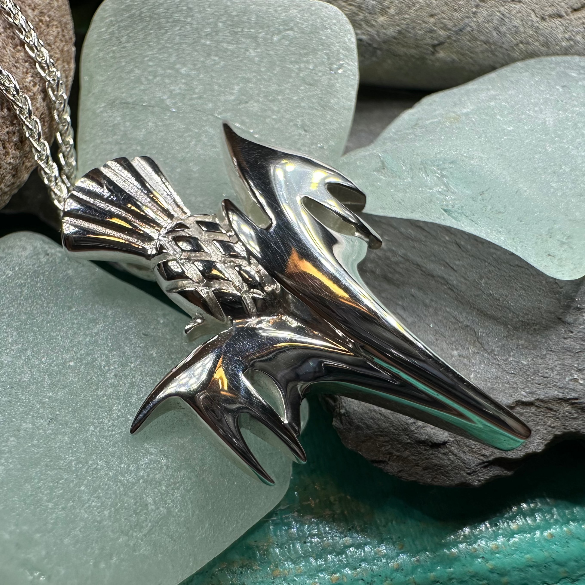 Vyolet Scottish Thistle Necklace in Sterling Silver — view 6
