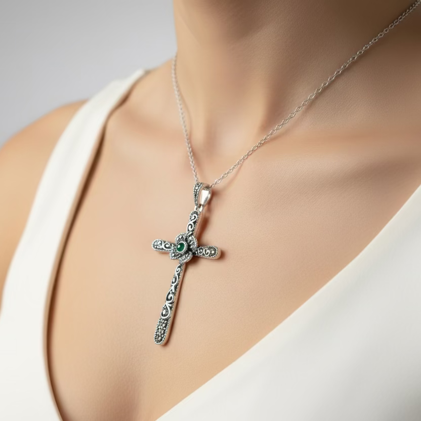 Spring Bloom Celtic Cross Necklace
